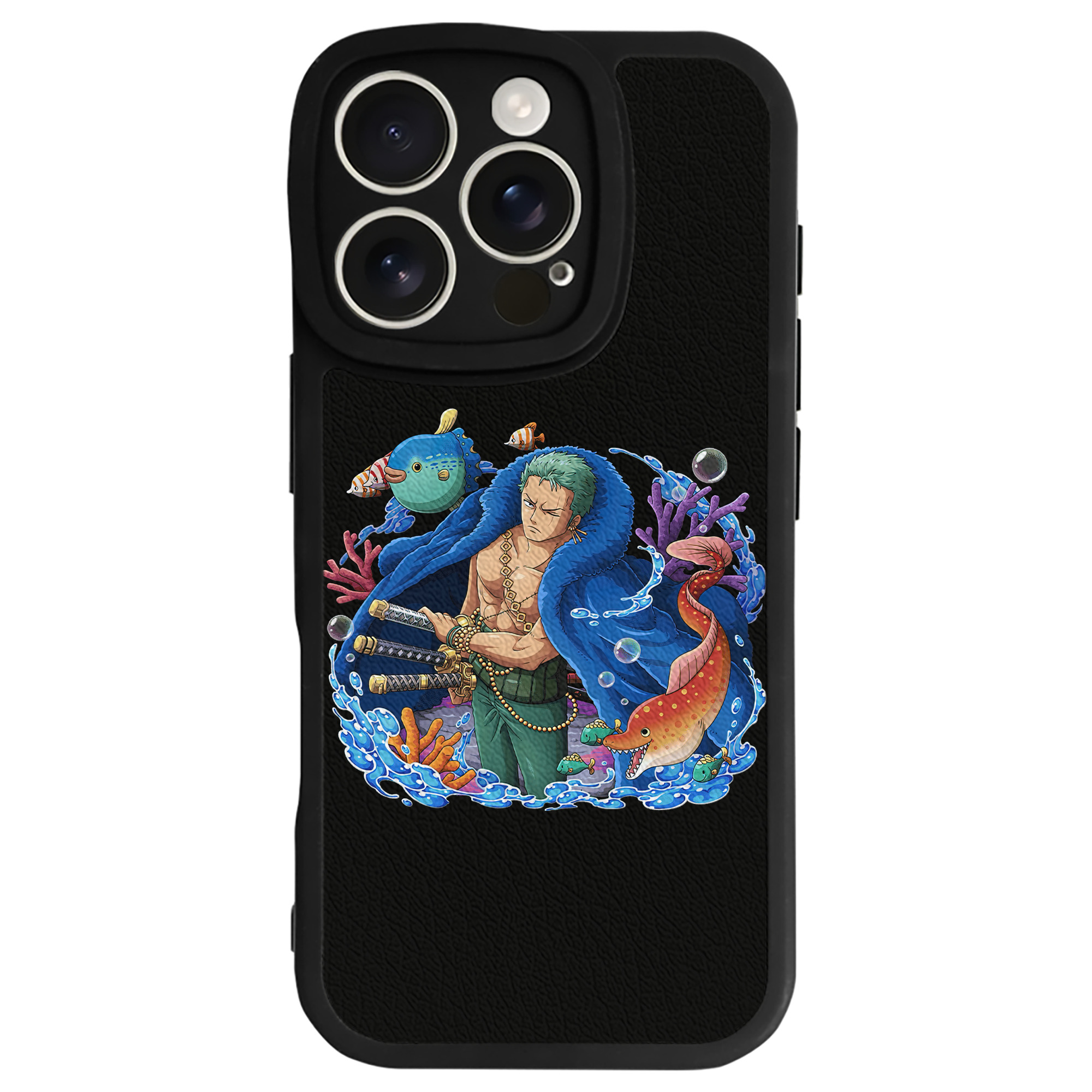 （画像用） ワンピース ロロノア・ゾロ ONE PIECE Roronoa Zoro 【iPhone 16シリーズ対応】シリコンスマホケース（レザー調） 材質：シリコン